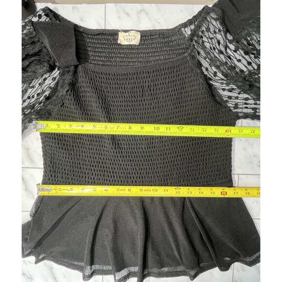 VTG Anthropologie Top L Y2K Milkmaid Regency Whimsigoth Swiss Dot Sheer Sleeve - Picture 8 of 13